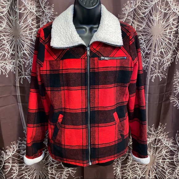 Maurices Jackets & Blazers - MAURICES Wool Blend Buffalo Plaid Red Black Jacket Coat Size Small S